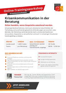 Online Trainingsworkshop Krisenkommunikation in der Beratung
