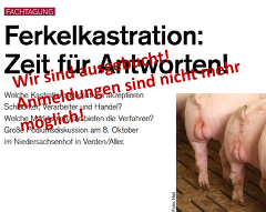 Fachtagung Ferkelkastration: 08.10.2019 Fachtagung Ferkelkastration: 08.10.2019